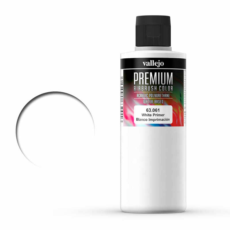 VAL63061 White Acrylic Primer 200ml Bottle Vallejo Main Image