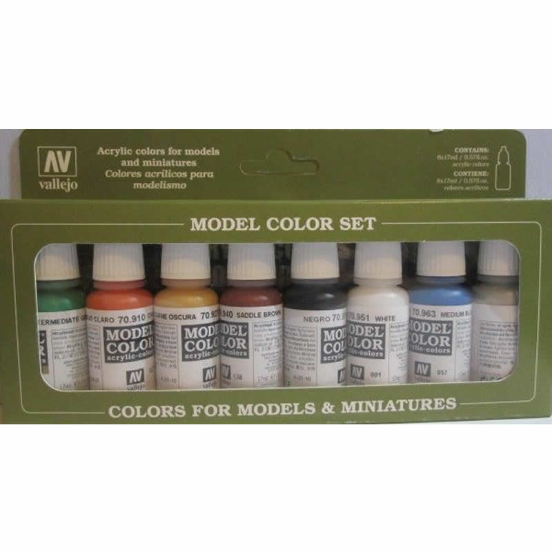 VAL70103 Wargames Basic Acrylic Model Color Paint Set Vallejo Main Image