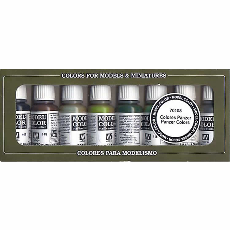 VAL70108 Panzer Acrylic Model Color Paint Set Vallejo Paints Main Image
