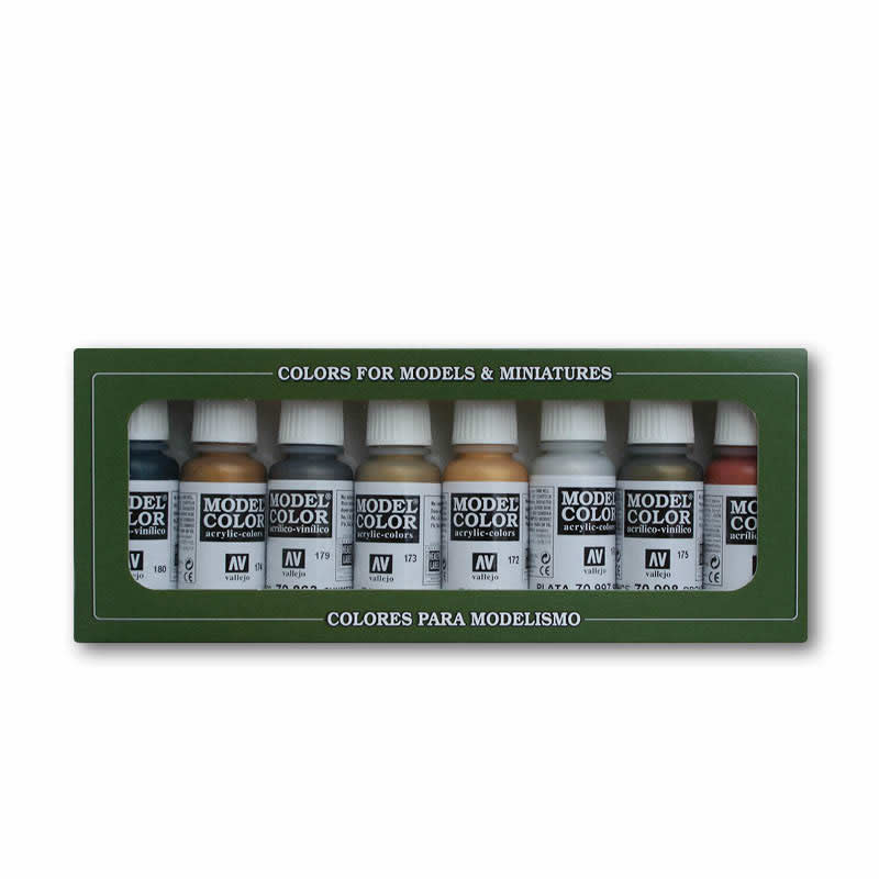 VAL70118 Metalics Acrylic Paint Set Vallejo Main Image