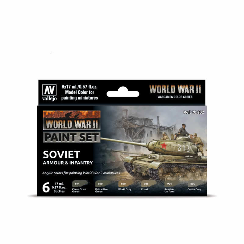 VAL70202 Soviet Armour And Infantry Acrylic Color Set Vallejo Main Image