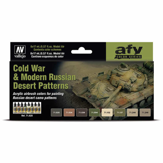 VAL71620 Cold War and Modern Russian Desert Acrylic Air Color Set Vallejo Main Image