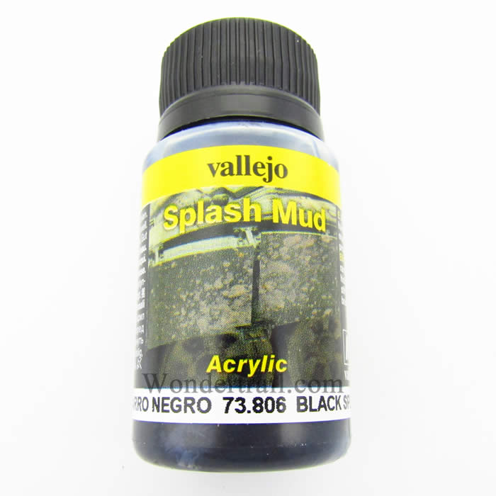 VAL73806 Black Splash Mud 40ml Bottle Acrylic Weathering Effects Vallejo Main Image