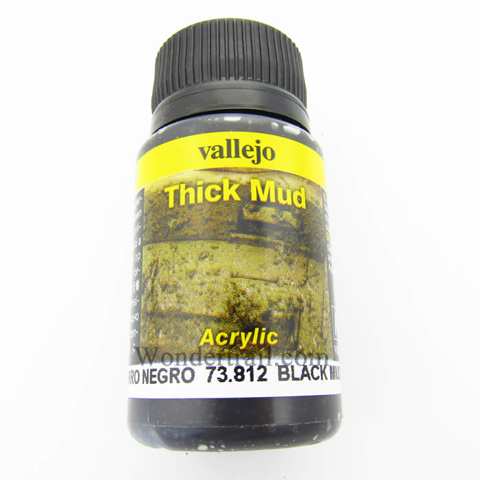 VAL73812 Black Thick Mud 40ml Bottle Acrylic Weathering Effects Vallejo Main Image