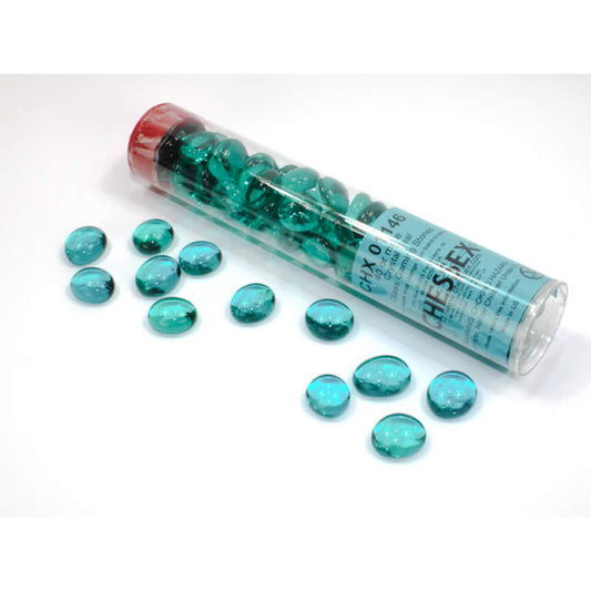WCX01146 Crystal Teal Gaming Stones 12 - 14mm (40 or More) Chessex Main Image