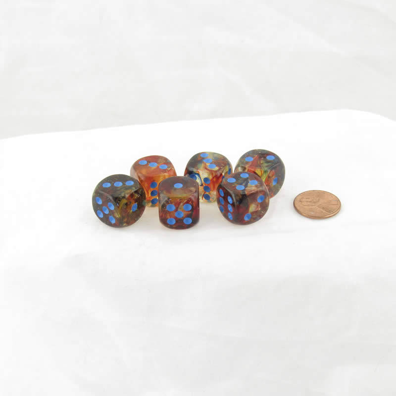 WCX27759E6 Primary Nebula Luminary Dice Blue Pips D6 16mm (5/8in) Pack of 6 Main Image