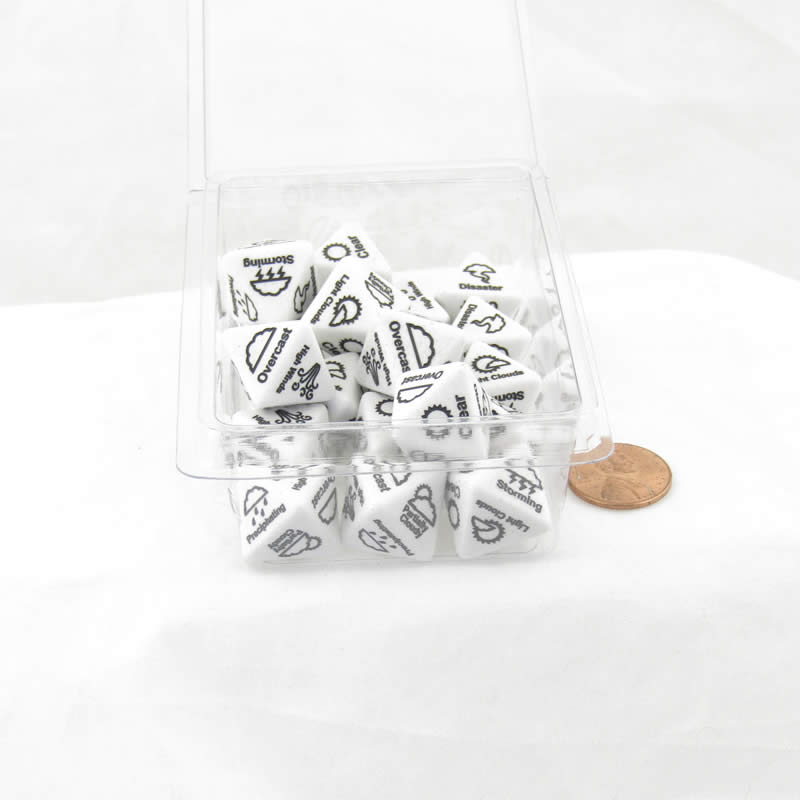 WCXCV0003E20 White Weather Dice with Black Words 15mm (19/32 inch) D8 Set of 20 Main Image
