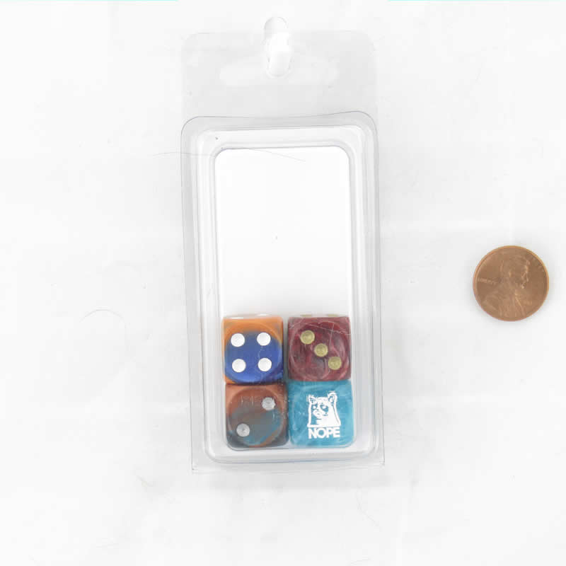 WCXCV0091E4 Nope (grumpy cat) Dice Assorted Colors Pips 16mm (5/8in) D6 Pack of 4 2nd Image