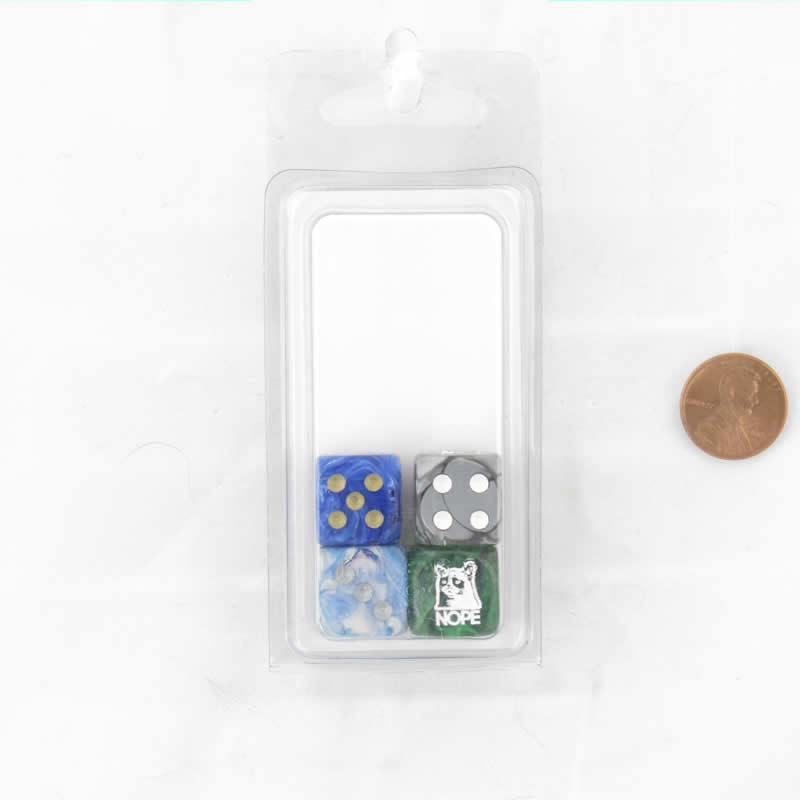 WCXCV0091E4 Nope (grumpy cat) Dice Assorted Colors Pips 16mm (5/8in) D6 Pack of 4 3rd Image