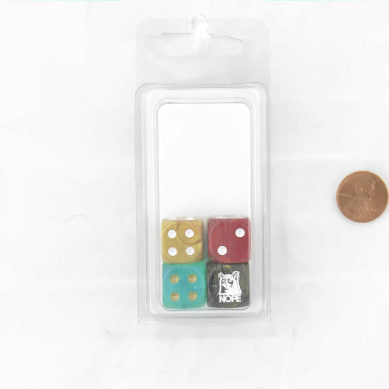 WCXCV0091E4 Nope (grumpy cat) Dice Assorted Colors Pips 16mm (5/8in) D6 Pack of 4 4th Image