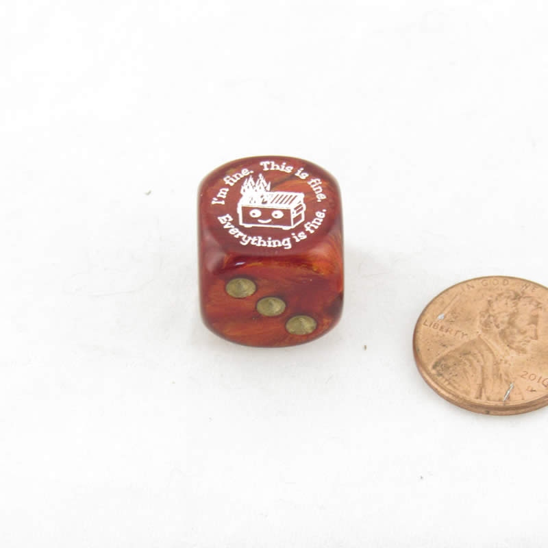 WCXCV0136E15 Dumpster Fire Dice Assorted Colors with Pips 16mm (5/8in) D6 Pack of 15 3rd Image