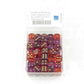 WCXDG1667E50 Red and Violet Translucent Gemini Dice Gold Pips D6 16mm (5/8in) Pack of 50