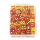 WCXDG1668E50 Red and Yellow Translucent Gemini Dice Gold Pips D6 16mm (5/8in) Pack of 50