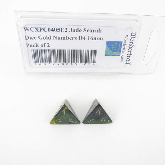 WCXPC0405E2 Jade Scarab Dice Gold Numbers D4 16mm Pack of 2 Main Image