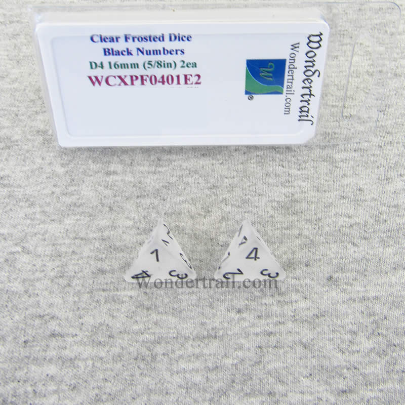 WCXPF0401E2 Clear Frosted Dice Black Numbers D4 16mm Pack of 2 Main Image