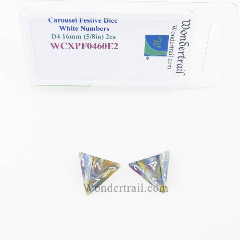 WCXPF0460E2 Carousel Festive Dice White Numbers D4 16mm (5/8in) Pack of 2 Main Image
