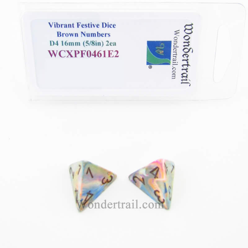 WCXPF0461E2 Vibrant Festive Dice Brown Numbers D4 16mm Pack of 2 Main Image