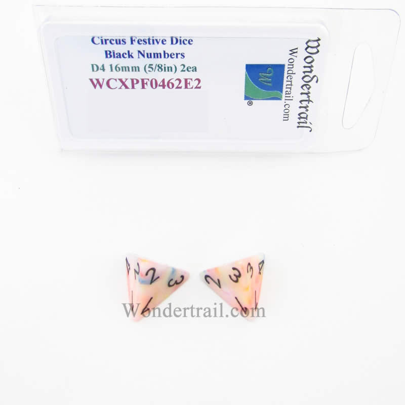 WCXPF0462E2 Circus Festive Dice Black Numbers D4 16mm Pack of 2 Main Image