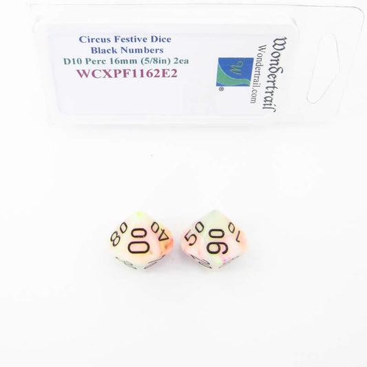 WCXPF1162E2 Circus Festive Dice Black Numbers D10 Perc 16mm Pack of 2 Main Image