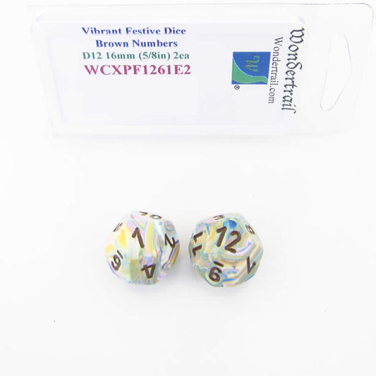 WCXPF1261E2 Vibrant Festive Dice Brown Numbers D12 16mm Pack of 2 Main Image