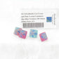 WCXPG0864E4 Gel Green and Pink Gemini Luminary Dice Blue Numbers D8 16mm (5/8in) Pack of 4