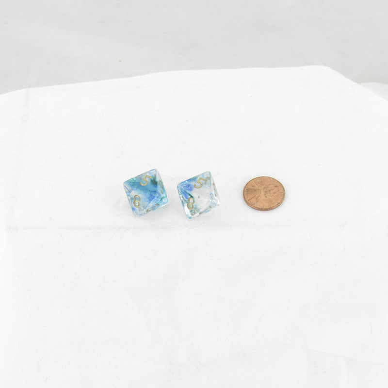 WCXPN0856E2 Oceanic Nebula Luminary Dice Gold Numbers 16mm (5/8in) D8 Set of 2 Main Image