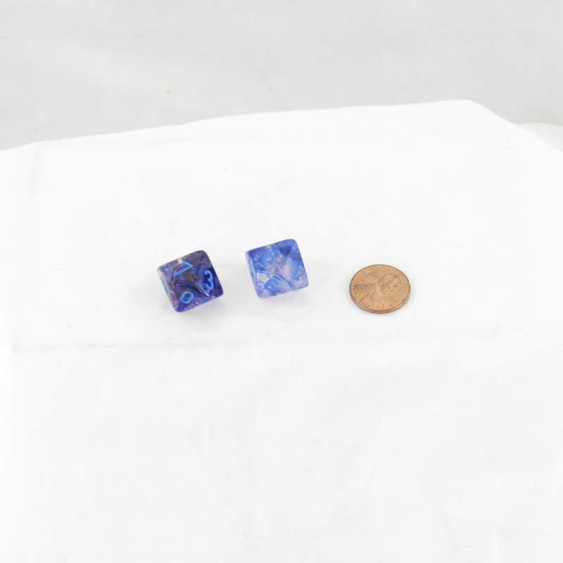 WCXPN1057E2 Nocturnal Nebula Luminary Dice Blue Numbers 16mm (5/8in) D10 Set of 2 Main Image