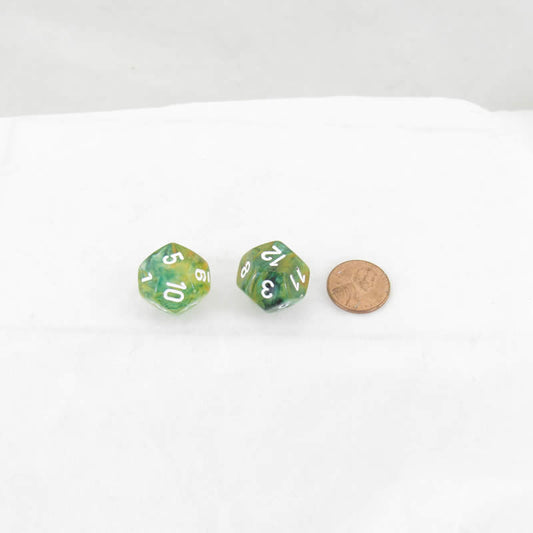 WCXPN1255E2 Spring Nebula Luminary Dice White Numbers 16mm (5/8in) D12 Set of 2 Main Image