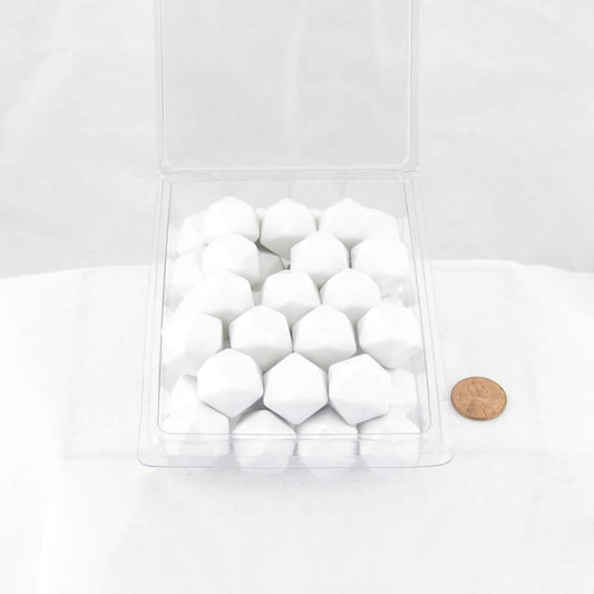 WCXPQ2001AE50 White Blank Opaque Dice D20 Aprox 16mm (5/8in) Pack of 50 Main Image
