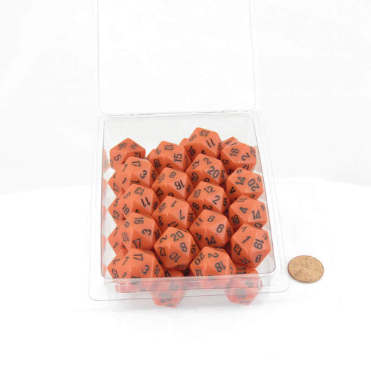 WCXPQ2003E50 Orange Opaque Dice with Black Numbers D20 Aprox 16mm (5/8in) Pack of 50 Main Image