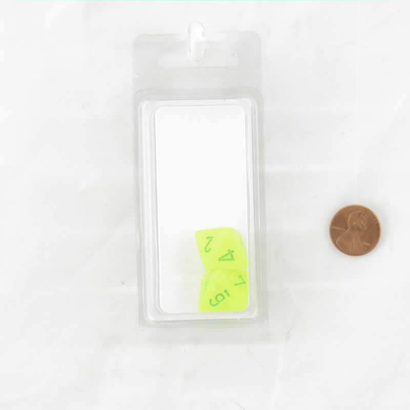 WCXPV0822E2 Electric Yellow Vortex Dice Green Numbers D8 16mm Pack of 2 Main Image