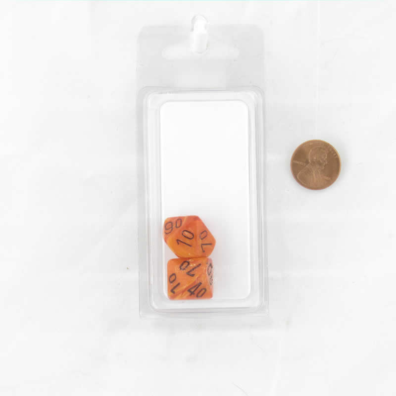WCXPV1103E2 Orange Vortex Dice Black Numbers 10s D10 16mm Pack of 2 Main Image
