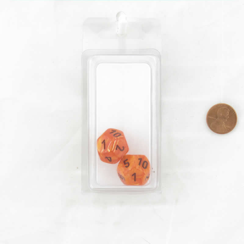 WCXPV1203E2 Orange Vortex Dice Black Numbers D12 16mm (5/8in) Pack of 2 Main Image