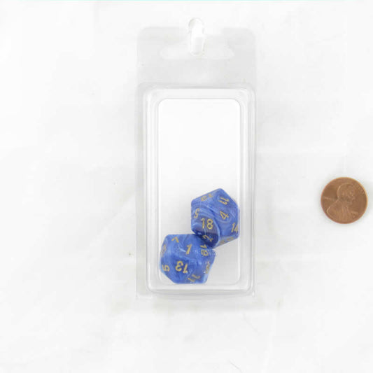 WCXPV2006E2 Blue Vortex Dice Gold Numbers D20 16mm (5/8in) Pack of 2 Main Image