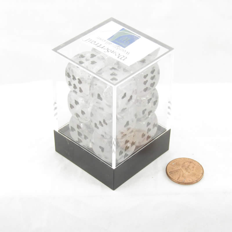 WCXXM0601E12 White Cirrus Dice with Black Hearts D6 16mm (5/8in) Pack of 12 3rd Image