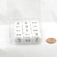 WCXXQ0301E12 White Opaque Dice Black Numbers D3 (d6 1-3 Twice) 16mm Pack of 12 Main Image