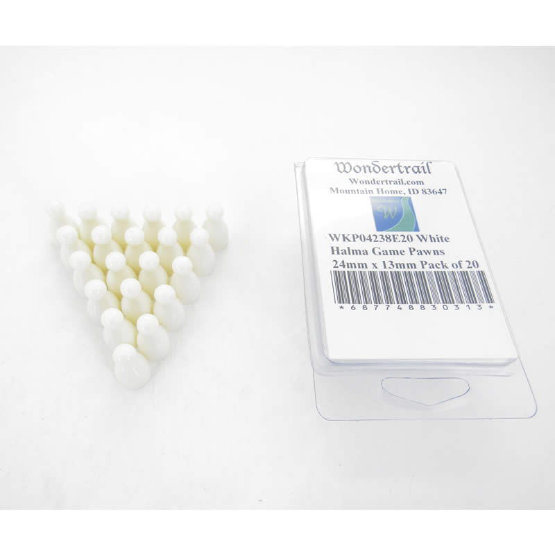 WKP04238E20 White Halma Game Pawns 24mm x 13mm Pack of 20 Main Image