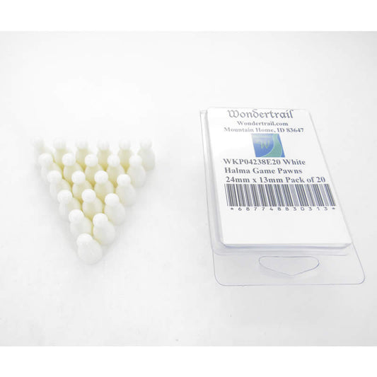 WKP04238E20 White Halma Game Pawns 24mm x 13mm Pack of 20 Main Image