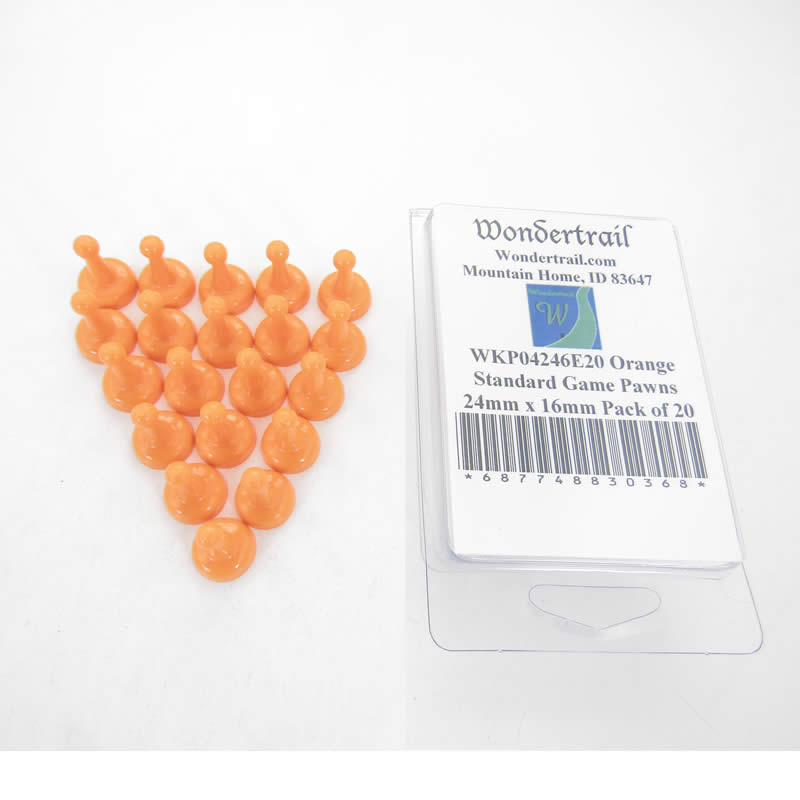 WKP04246E20 Orange Standard Game Pawns 24mm x 16mm Pack of 20 Main Image
