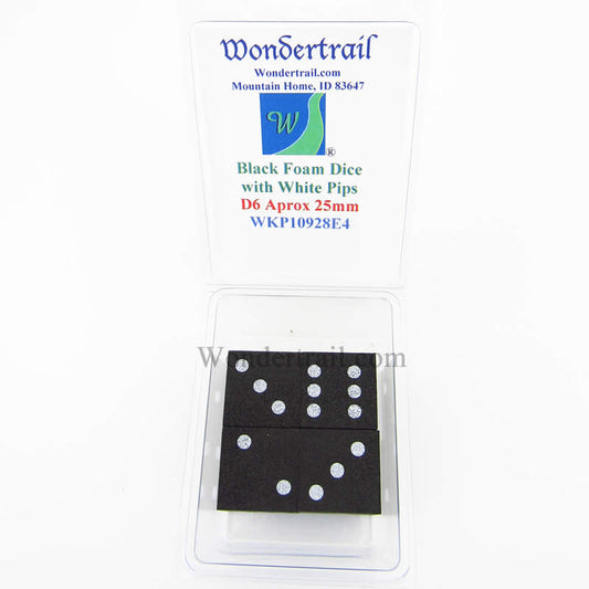 WKP10928E4 Black Foam Dice with White Dots D6 25mm (1in) Pack of 4 Main Image