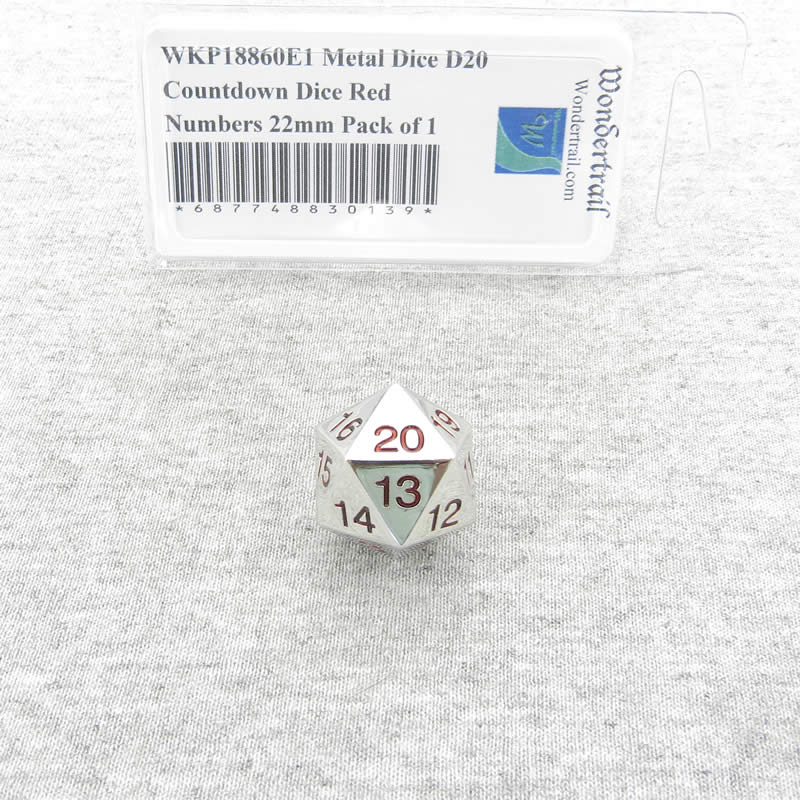 WKP18860E1 Metal Die D20 Countdown Die Red Numbers 22mm (7/8in) Main Image