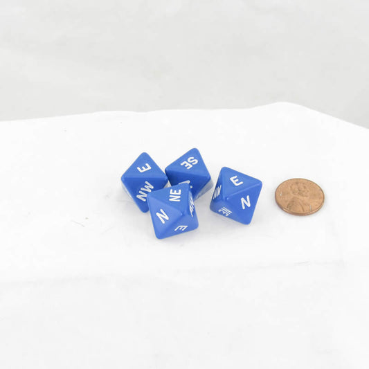 WKP18965E4 Blue Compass Dice with White Markings D8 16mm (5/8in) Pack of 4 Main Image
