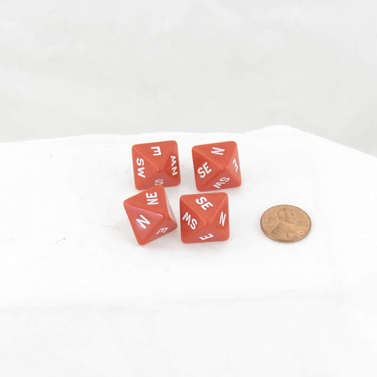 WKP18967E4 Red Compass Dice with White Markings D8 16mm (5/8in) Pack of 4 Main Image