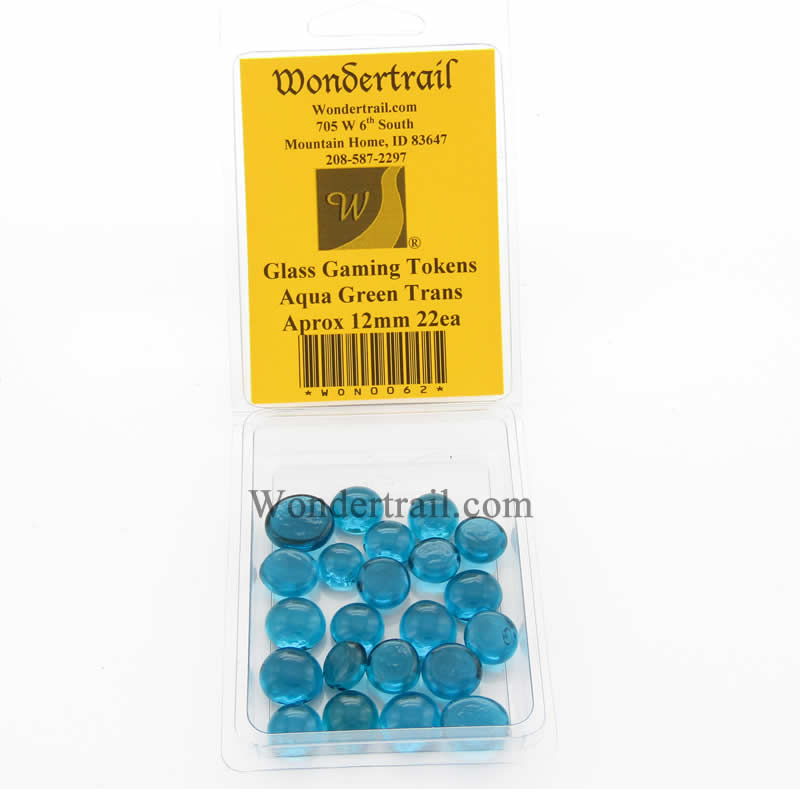 WON0062 Aqua Green Transparent Gaming Counter Tokens Aprox 12mm Pack of 22 Main Image