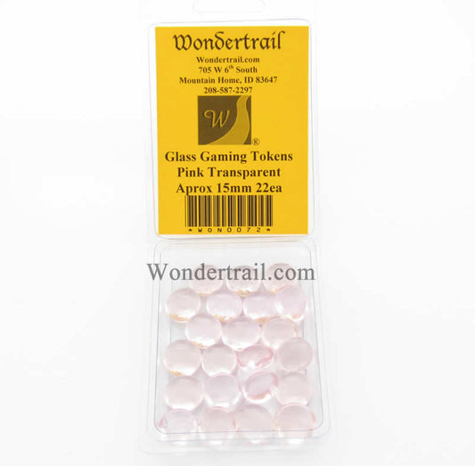 WON0072 Pink Transparent Gaming Counter Tokens Aprox 15mm Pack of 22