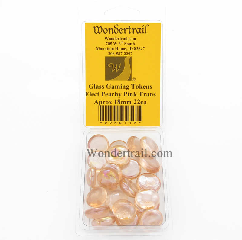 WON0119 Electric Peachy Pink Transparent Gaming Counter Tokens Aprox 18mm Pack of 22 Main Image