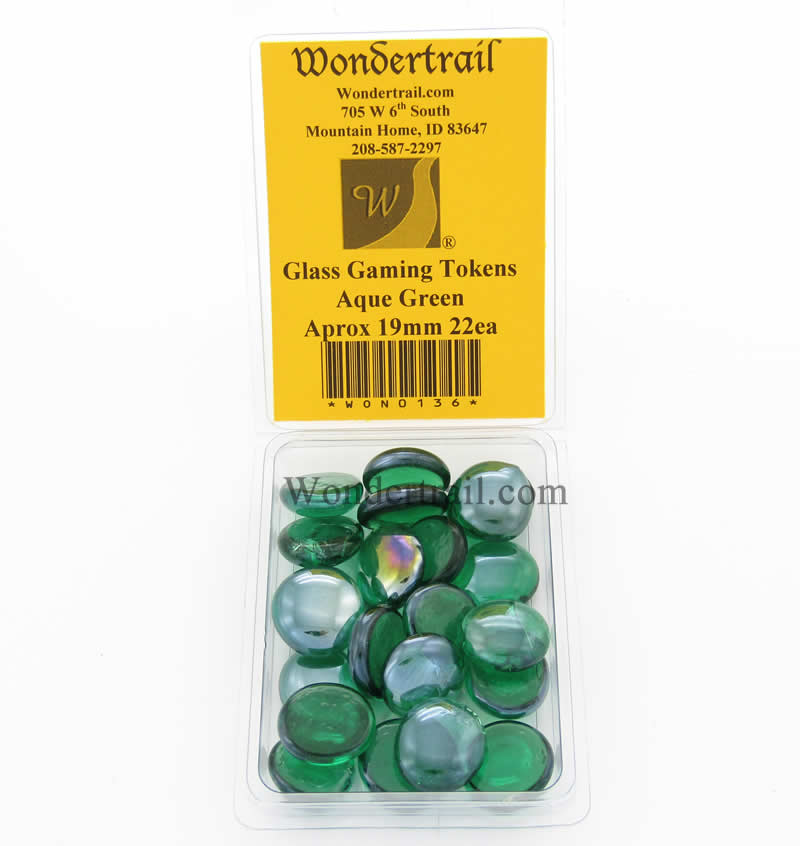 WON0136 Aqua Green Gaming Counter Tokens Aprox 19mm Pack of 22 Main Image