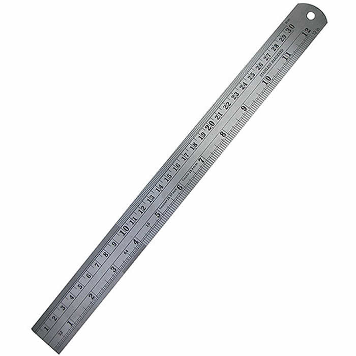 WONDS013 Steel 12in Ruler Metric and Imperial Gradients Wondertrail Main Image