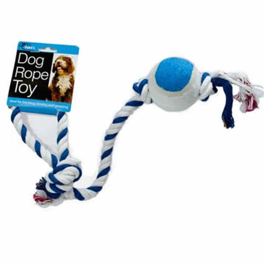 WONDSDI232 Knotted Rope Dog Toy with Ball Random Colors Wondertrail Main Image