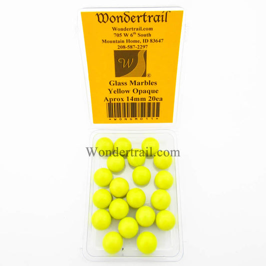 WONGM011 Yellow Opaque 14mm Glass Marbles Pack of 20 Main Image